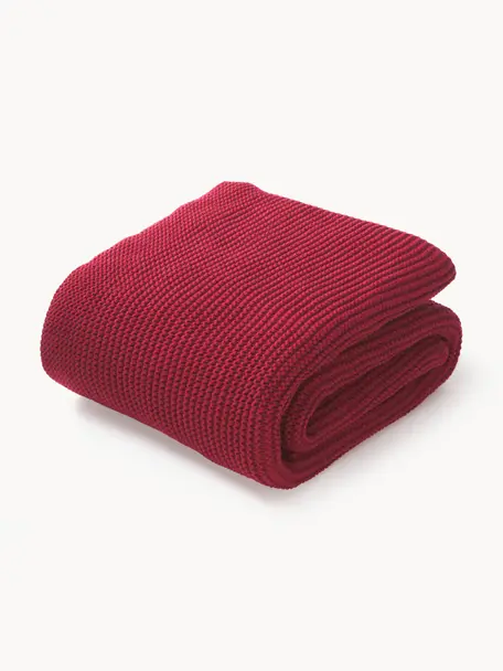 Pletená deka z organickej bavlny Adalyn, 100 % organická bavlna, certifikát GOTS, Vínovočervená, Š 150 x D 200 cm