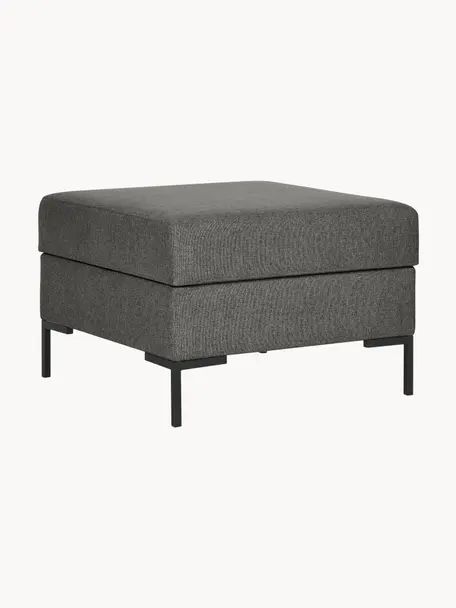 Sofa-Hocker Luna mit Stauraum, Bezug: 100 % Polyester, Oeko-Tex, Gestell: Massives Buchenholz, Schi, Füße: Metall, galvanisiert Das , Webstoff Anthrazit, Schwarz, B 77 x H 49 cm