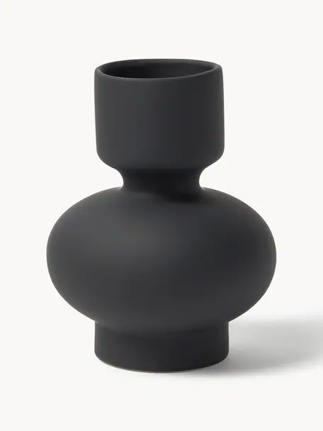 Jarrón Elta, 16 cm, Cerámica de gres, Negro, Ø 12 x Al 16 cm