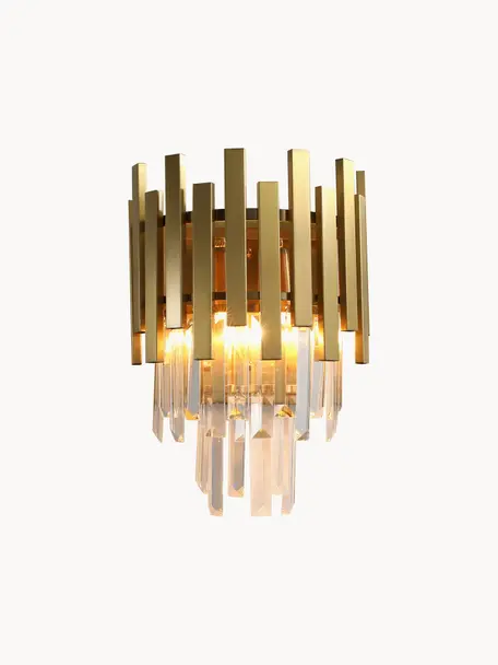 Ručne vyrobená nástenná lampa Aspen, Odtiene zlatej, priehľadná, Š 25 x V 35 cm