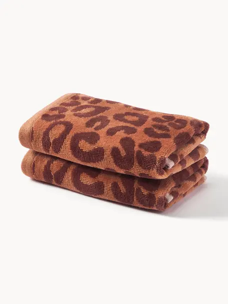 Asciugamano in varie misure Leo, Terracotta, marrone scuro, Asciugamano, Larg. 50 x Lung. 100 cm