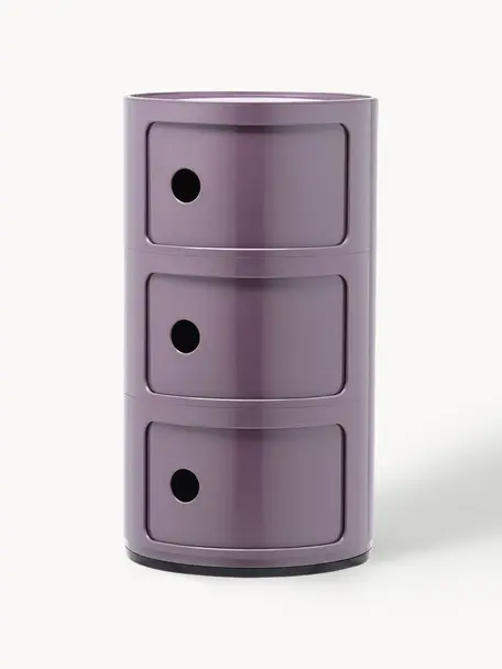 Design Container Componibili, 3 Elemente, Kunststoff (ABS), lackiert, Greenguard-zertifiziert, Lavendel, glänzend, Ø 32 x H 59 cm