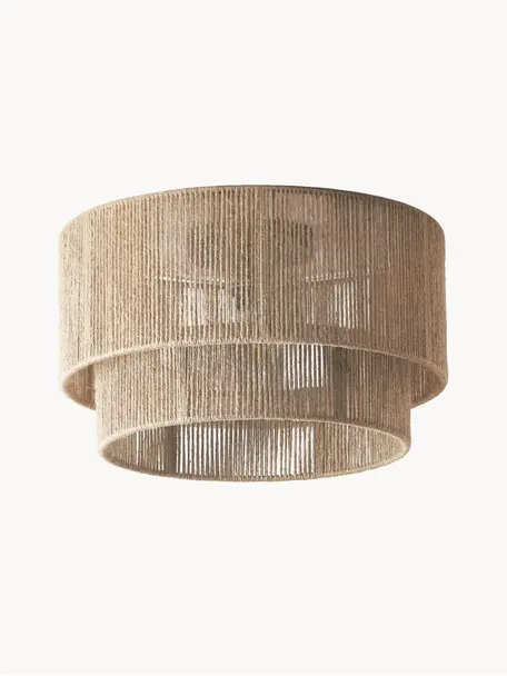 Lampada da soffitto in juta Cecilia, Baldacchino: metallo verniciato a polv, Paralume: juta, metallo, Marrone chiaro, Ø 45 x Alt. 26 cm