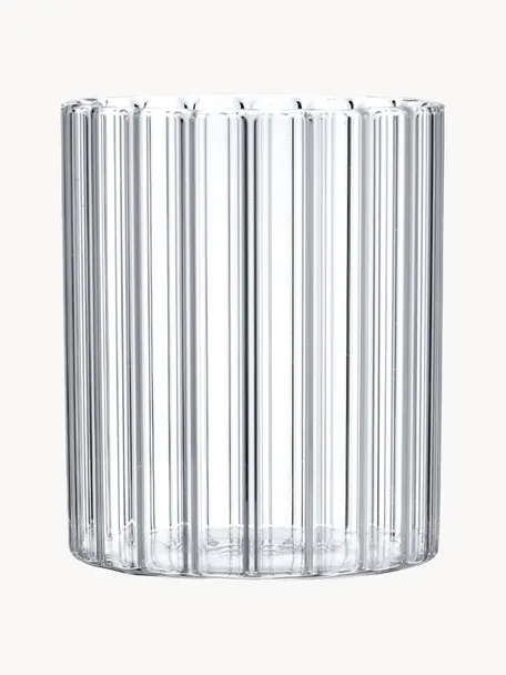 Waterglazen Romantic van borosilicaatglas met groefreliëf, 6 stuks, Borosilicaatglas, Transparant, Ø 8 x H 9 cm, 250 ml