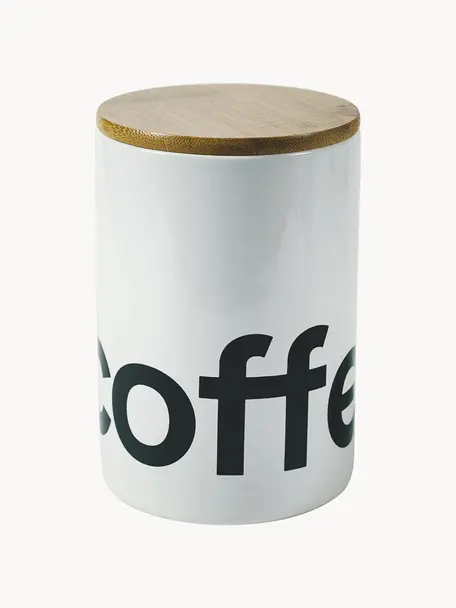 Vorratsbehälter Canister mit Bambus-Deckel, Deckel: Bambus, Weiß, Ø 10 x H 15 cm
