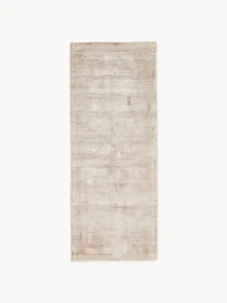 Tapis de couloir en viscose tissé main Jane, Beige clair, larg. 80 x long. 200 cm