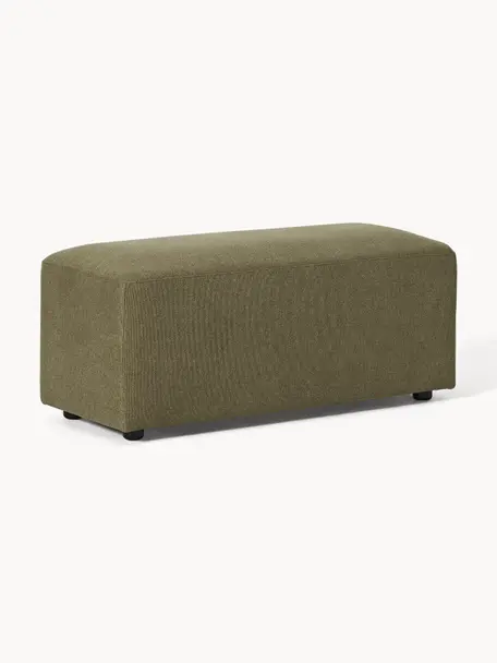 Pouf Melva, larg. 99 x prof. 42 cm, Tissu vert olive, larg. 99 x prof. 42 cm