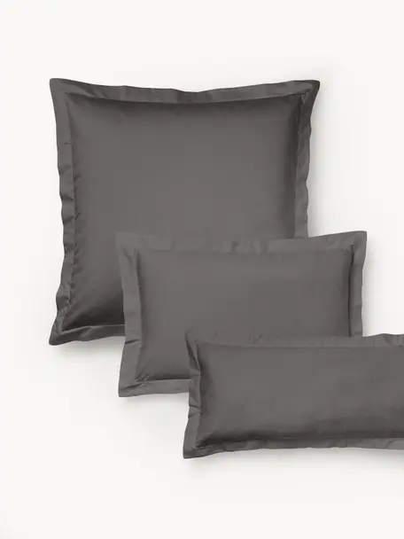 Taie d'oreiller en satin de coton Premium, Gris foncé, larg. 50 x long. 70 cm