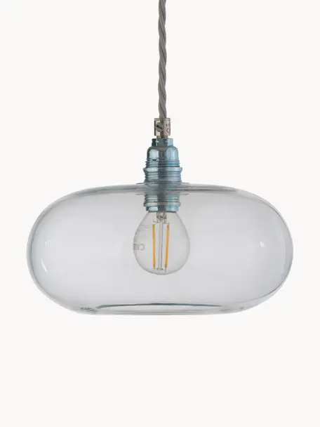Kleine hanglamp Horizon, mondgeblazen, Lampenkap: mondgeblazen glas, Transparant, zilverkleurig, iriserend, Ø 21 x H 14 cm
