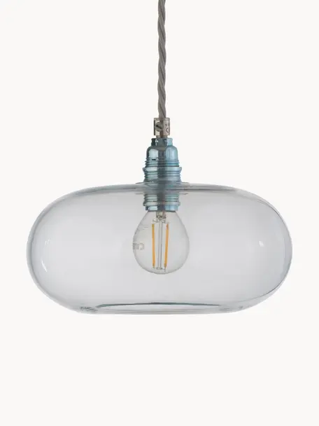 Lampa wisząca ze szkła dmuchanego Horizon, Stelaż: metal powlekany, Transparentny, odcienie srebrnego, opalizujący, Ø 21 x W 14 cm