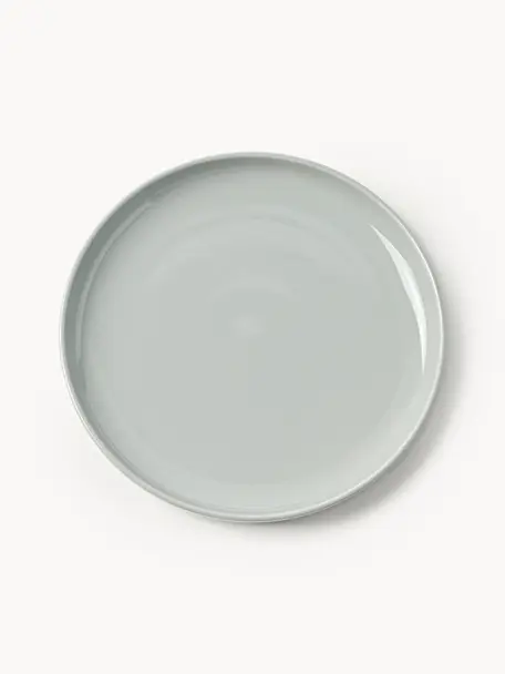 Porzellan-Speiseteller Nessa, 4 Stück, Hochwertiges Hartporzellan, glasiert, Hellgrau, glänzend, Ø 26 cm