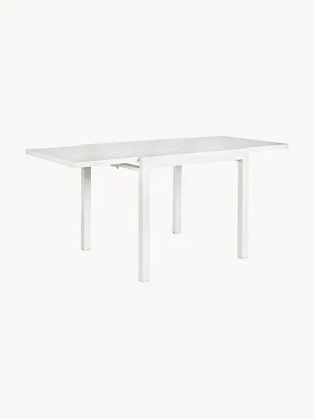 Table de jardin extensible Pelagius, tailles variées, Aluminium, revêtement par poudre, Blanc, larg. 83 - 166 x prof. 80 cm