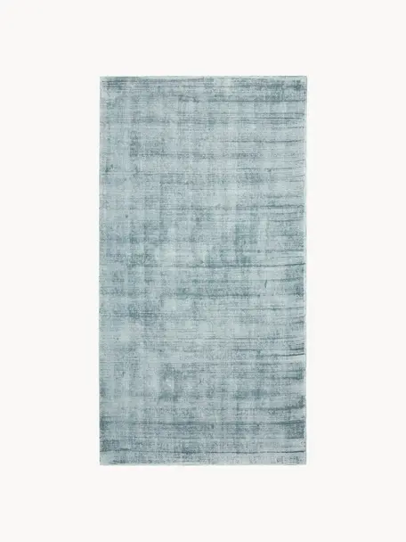 Handgewebter Viskoseteppich Jane, Flor: 100 % Viskose, Hellblau, B 200 x L 300 cm (Größe L)