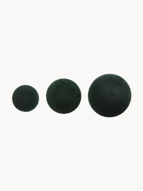 Set de colgadores de terciopelo Giza, 3 uds., Fijación: metal recubierto, Verde oscuro, latón, Set de diferentes tamaños