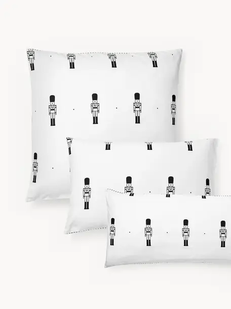 Funda de almohada doble cara de franela invernal Noan, Negro, blanco, An 45 x L 110 cm