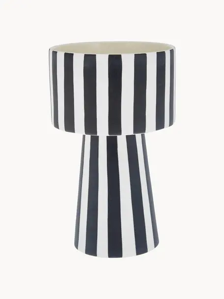 Cache-pot en céramique Toppu, Céramique, Blanc, noir, Ø 15 x haut. 24 cm