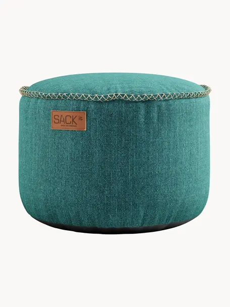 Pouf de jardin Cobana, Tissu bleu pétrole, Ø 50 x haut. 35 cm