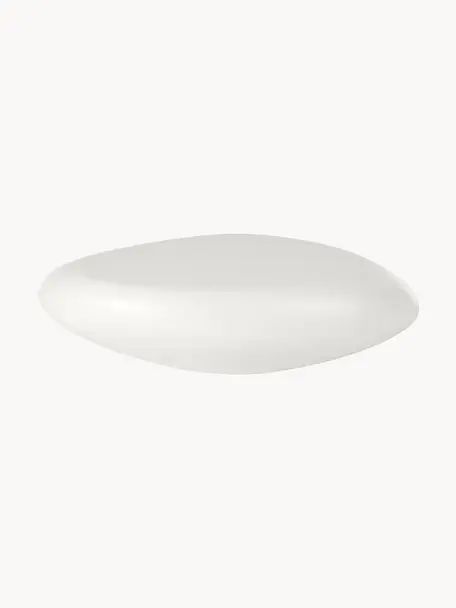 Tavolino da salotto ovale a forma di pietra Pietra, Plastica in fibra di vetro laccata, Bianco, Larg. 116 x Prof. 77 cm