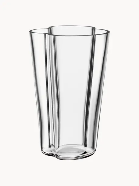 Mundgeblasene Vase Alvaro Aalto, H 22 cm, Glas, mundgeblasen, Transparent, B 14 x H 22 cm