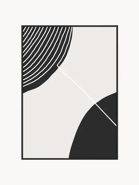 Impresión digital enmarcada Feminine Doodles, Negro, beige, blanco, An 32 x Al 42 cm