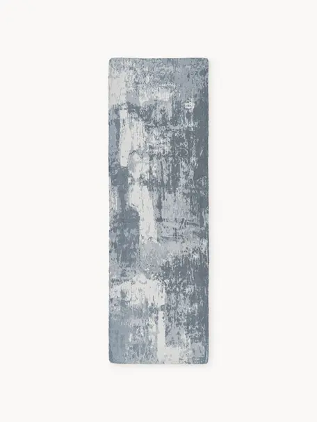 Ručně tkaný běhoun s nízkým vlasem Nantes, 100 % polyester, certifikace GRS, Šedomodrá, Š 80 cm, D 250 cm