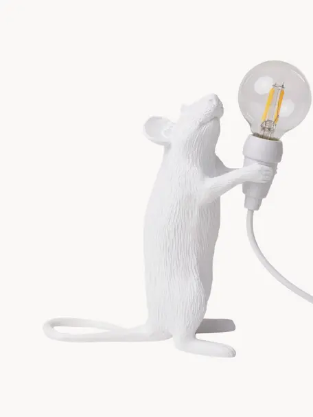 Kleine Designer LED-Tischlampe Mouse mit USB-Anschluss, Weiss, B 13 x H 15 cm