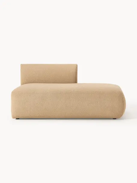 Diván modular en tejido bouclé Sofia, Tapizado: tejido bouclé (100% polié, Estructura: madera de abeto, tablero , Patas: plástico Este producto es, Bouclé beige, An 159 x F 103 cm, respaldo izquierdo