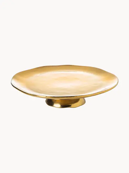 Alzatina con bordo irregolare Funky Table, Porcellana, Dorato, Ø 31 x Alt. 6 cm