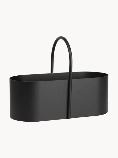 Boîte de rangement en métal Grib, Fer, revêtement par poudre, Noir, larg. 35 x prof. 17 cm