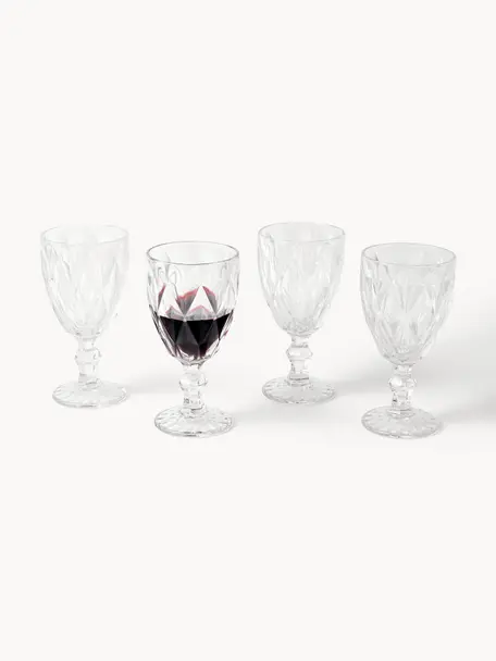 Bicchiere da vino con motivo strutturato Colorado 4 pz, Vetro, Trasparente, Ø 9 x Alt. 17 cm, 320 ml