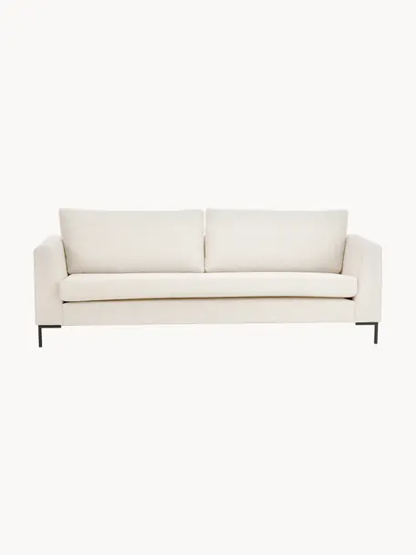 Sofa Luna (3-Sitzer), Bezug: 100% Polyester Der hochwe, Gestell: Massives Buchenholz, Webstoff Cremeweiss, B 230 x T 95 cm