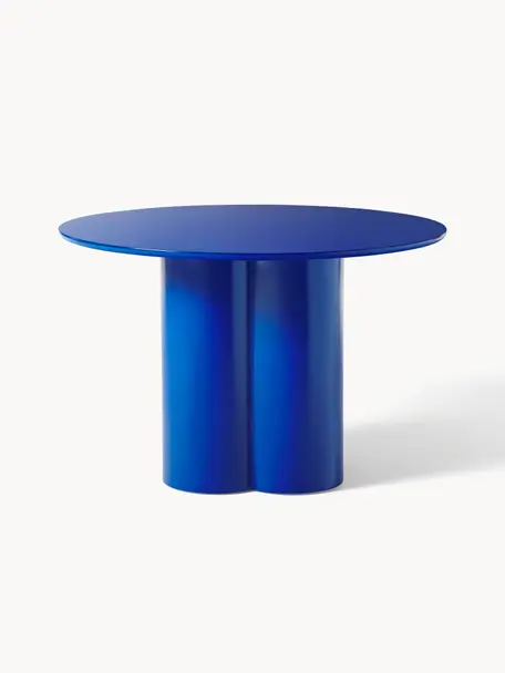Tavolo rotondo in legno Keva, diverse dimensioni, Pannello di MDF (fibra a media densità) rivestito, certificato FSC (Forest Stewardship Council), Blu royal, Ø 115 cm