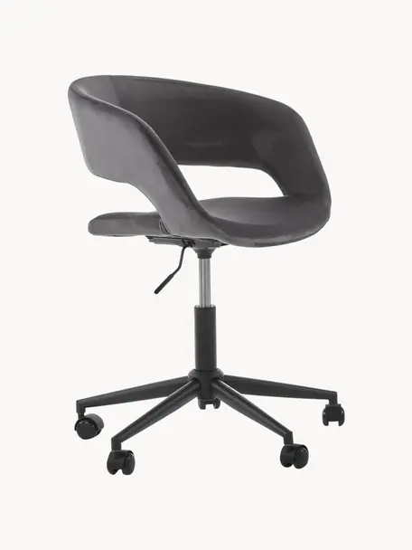 Samt-Drehstuhl Grace, höhenverstellbar, Bezug: Polyester 25.000 Scheuert, Gestell: Metall, pulverbeschichtet, Samt Dunkelgrau, B 56 x T 54 cm
