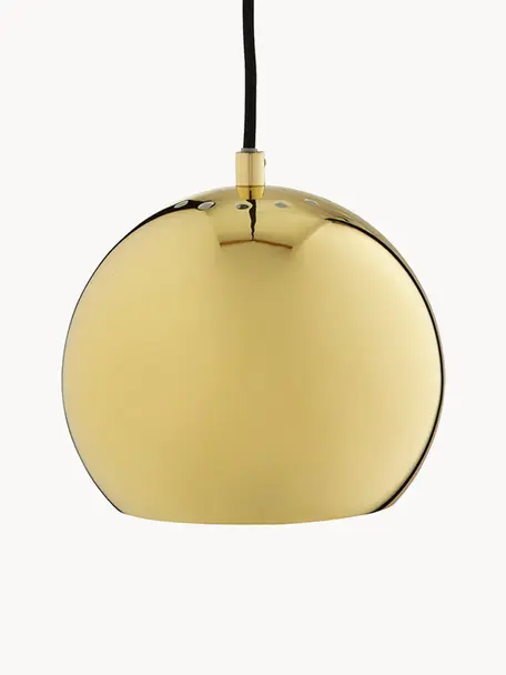 Menšie guľaté závesné svietidlo Ball, Odtiene lesklej zlatej, Ø 18 x V 16 cm