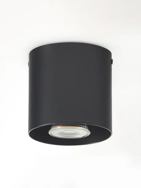 Plafonnier Roda, Aluminium, enduit, Noir, Ø 10 x haut. 10 cm