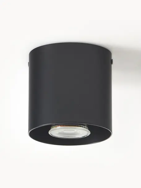 Plafonnier Roda, Aluminium, enduit, Noir, Ø 10 x haut. 10 cm