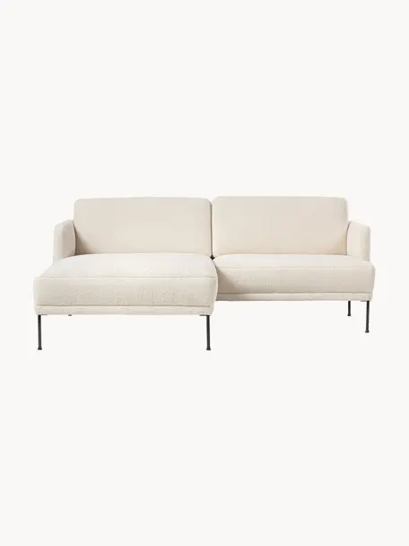 Sofa narożna Fluente, Tapicerka: 100% poliester Dzięki tka, Stelaż: lite drewno sosnowe z cer, Nogi: metal malowany proszkowo, Szara tkanina, S 198 x G 152 cm, lewostronna