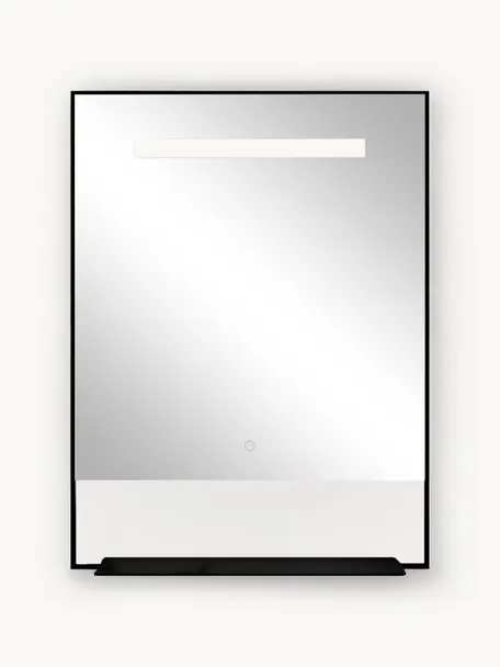 Wandspiegel Castore Ghost mit LED-Beleuchtung, verschiedene Größen, Rahmen: Metall, lackiert, Spiegelfläche: Spiegelglas, Schwarz, B 60 x H 80 cm