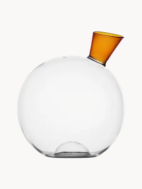 Handgefertigter Dekanter Travasi, 1.9 L, Borosilikatglas, Transparent, Orange, 1.9 L