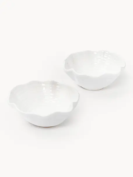 Bols de forme organique Colleen, 2 pièces, Grès cérame, Blanc, Ø 36 x haut. 7 cm