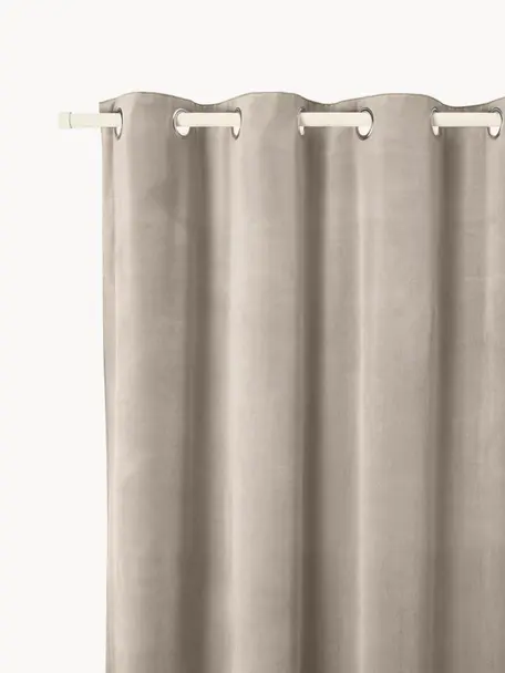 Cortinas oscurecedoras de terciopelo con ojales Rush, 2 uds., 100% poliéster (reciclado), Beige, An 135 x L 260 cm