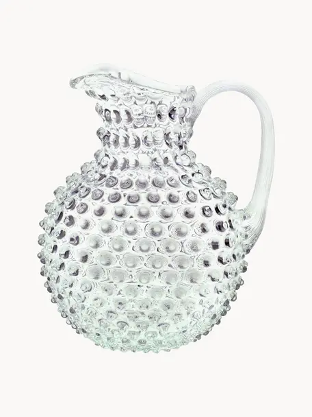 Cruche soufflée bouche avec structure cloutée Paris, 2 L, Verre, Transparent, 2 L