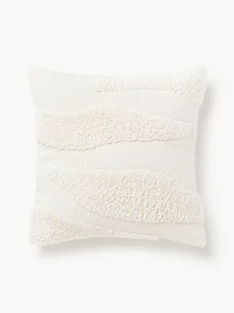 Kissenhülle Gabriel mit getufteten Verzierungen, 100 % Baumwolle, Off White, B 45 x L 45 cm