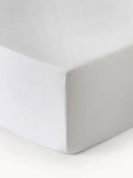 Drap-housse en flanelle Biba, Blanc, larg. 200 x long. 200 cm, haut. 25 cm