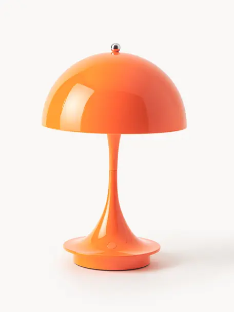 Mobiele dimbare LED tafellamp Panthella, H 24 cm, Lampenkap: gecoat staal, Staal oranje, Ø 16 x H 24 cm