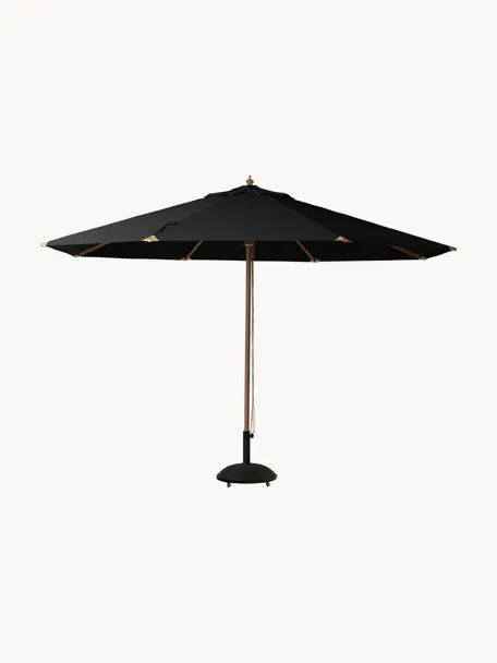 Parasol Lizzano, Ø 400 cm, Frame: eucalyptushout, Zwart, Ø 400 x H 265 cm