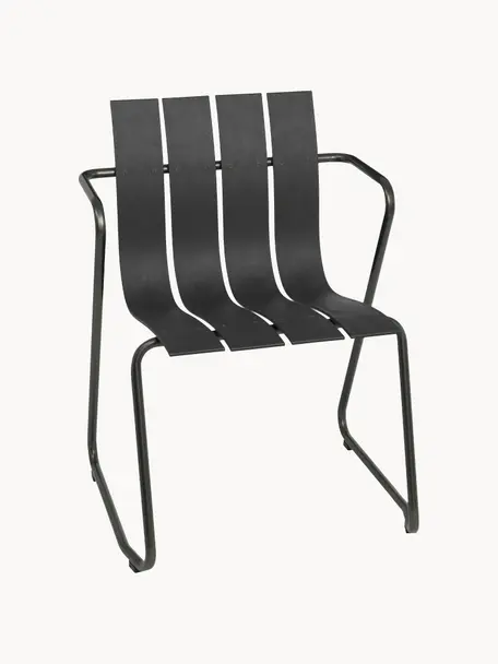 Ručně vyrobená zahradní židle s područkami Ocean, Černá, Š 60 cm, H 56 cm