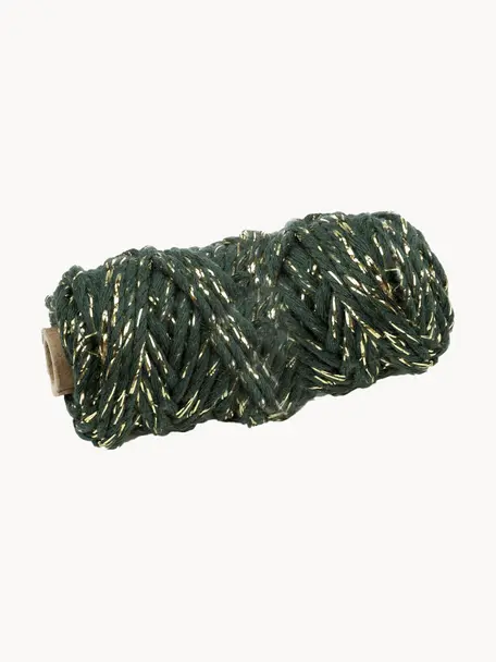 Geschenkdraad Twist met lurex draden, Katoen met Lurex draden, Groen, goudkleurig, L 25 cm