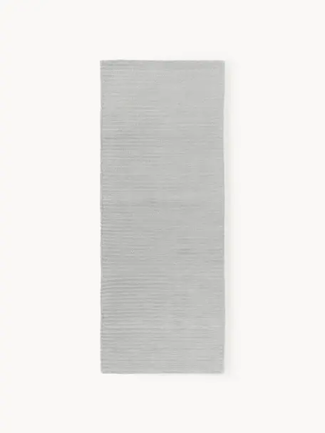 Tapis de couloir moelleux tissé main Wes, 100 % polyester, certifié GRS, Gris clair, larg. 80 x long. 200 cm