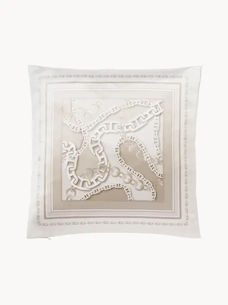 Povlak na polštář v hedvábném vzhledu s řetízkovým potiskem Chiarina, 100 % polyester, Bílá, béžová, Š 45 cm, D 45 cm